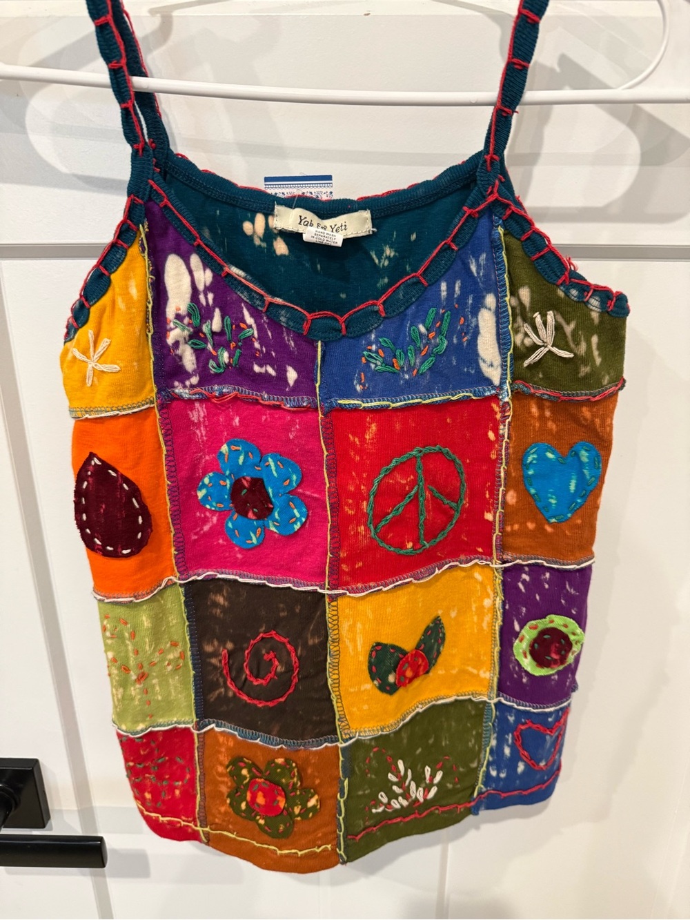 Yak and Yeti Multicolor Patchwork Embroidered Tank Top